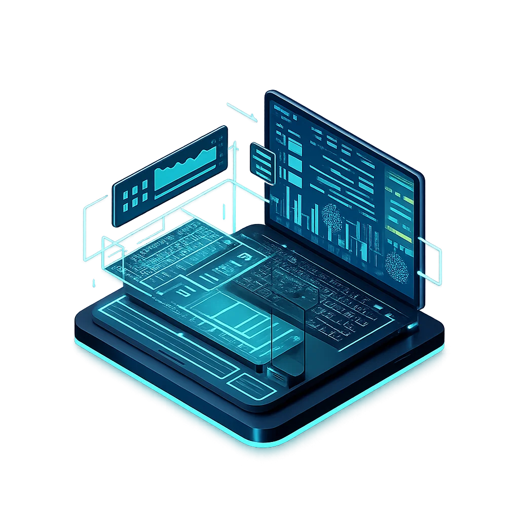 Übersichtliche Website-Struktur mit klarer Benutzerführung und digitalem Interface