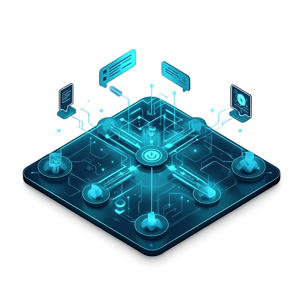 Digitale Netzwerkstruktur mit zentralem Verbindungspunkt als Symbol für strategische Website-Zusammenarbeit